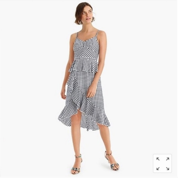 J Crew Gingham Ruffle Dress US 4 - Picture 4 of 7